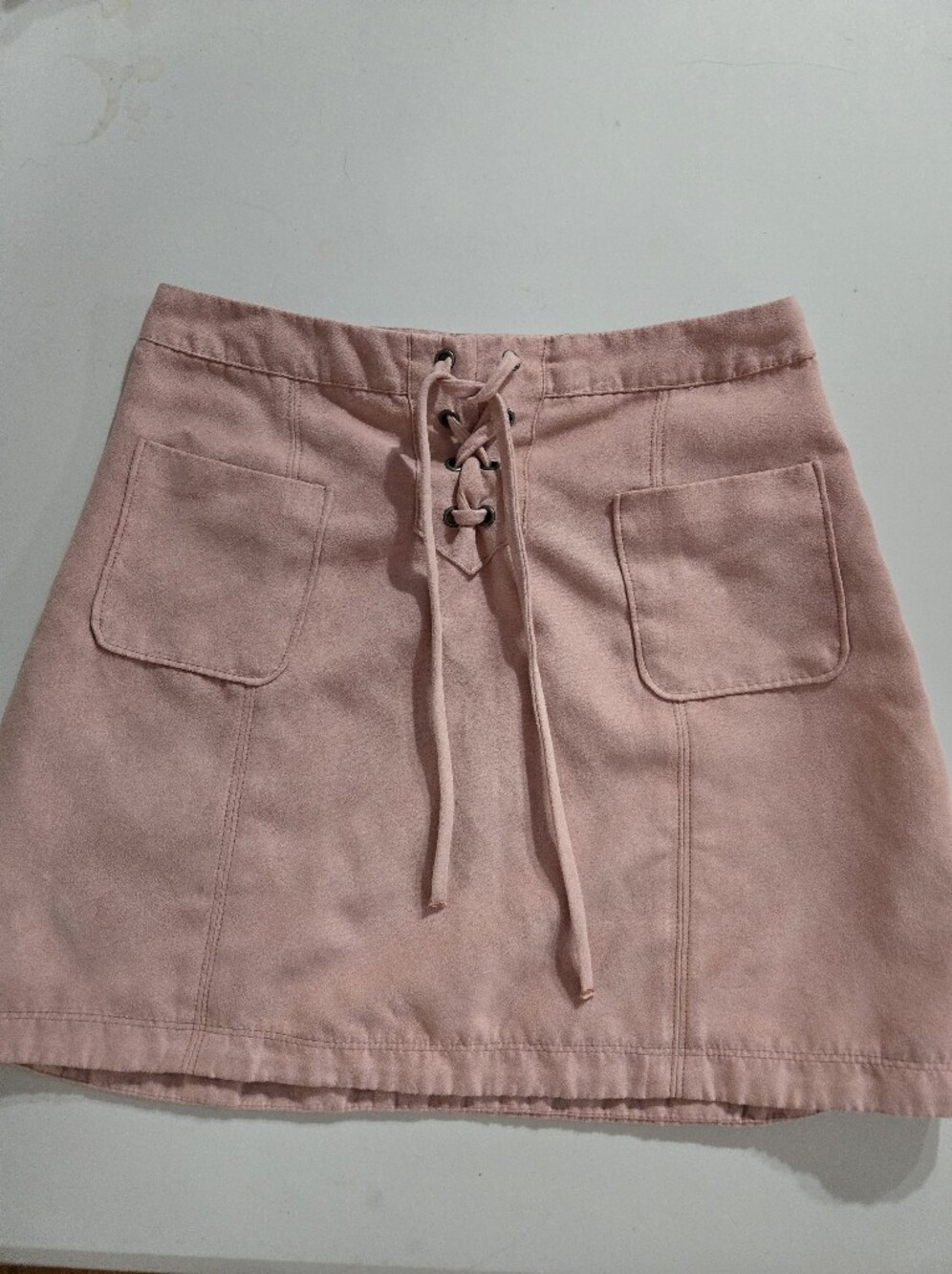 Dusty Pink Lace-Up Front Skirt